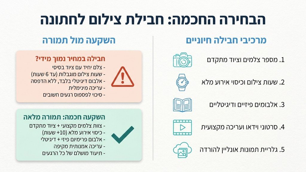 נוצר על ידי מודל בינה מלאכותית Gemini Pro זוג נשוי מתבונן באלבום חתונה יוקרתי