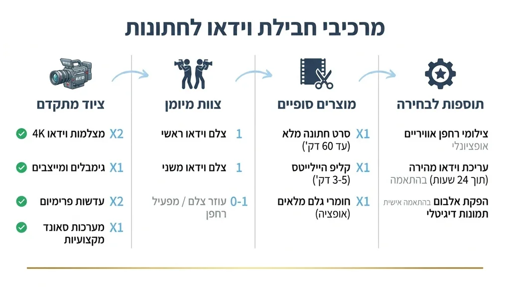 צלם וידאו מתעד חתן וכלה ביום חתונתם