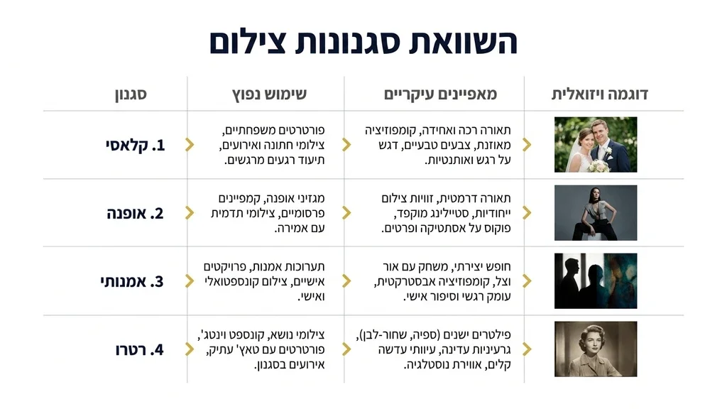 נוצר על ידי מודל בינה מלאכותית Gemini Pro קולאז' המציג סגנונות שונים של צילומי בוק בת מצווה