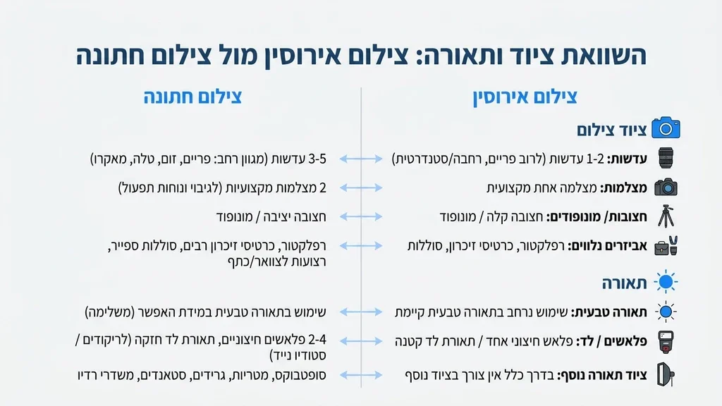 נוצר על ידי מודל בינה מלאכותית Gemini Pro ציוד צילום מקצועי עבור צילום מסיבת אירוסין